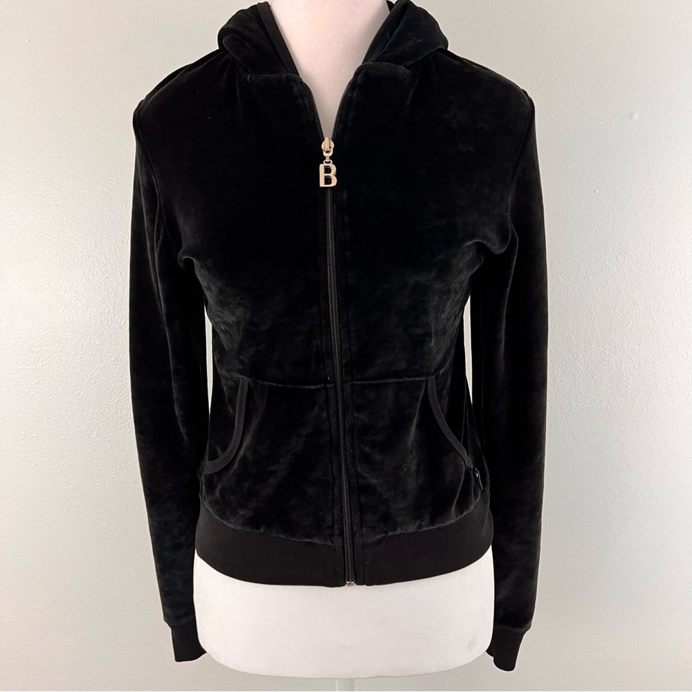 Vintage Y2k Bisou Bisou velour zip up hoodie